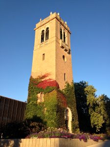 Carillon Tower in front of Sewell Social Science Building