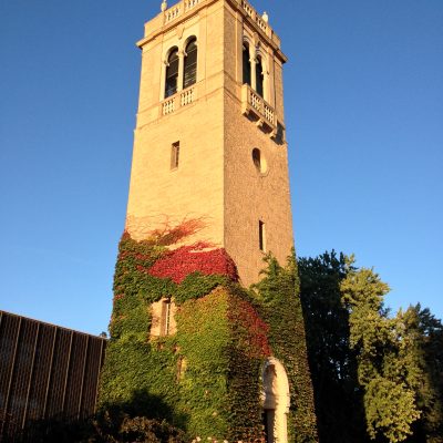 Carillon Tower in front of Sewell Social Science Building